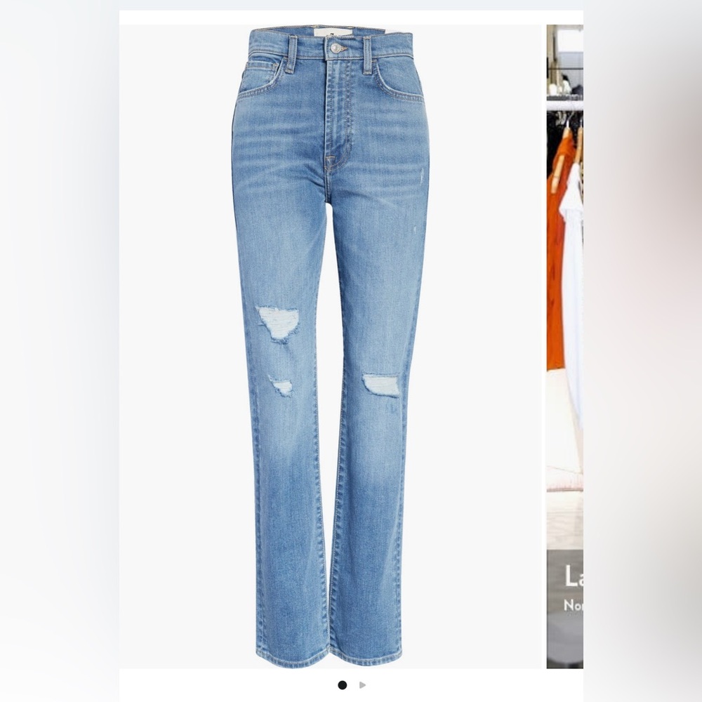 7 For Mankind, Easy Slim fit. Classic Blue Distressed Women Jeans